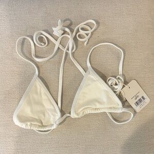 Frankie's Bikinis White Zeus Cotton Triangle Bikini Top